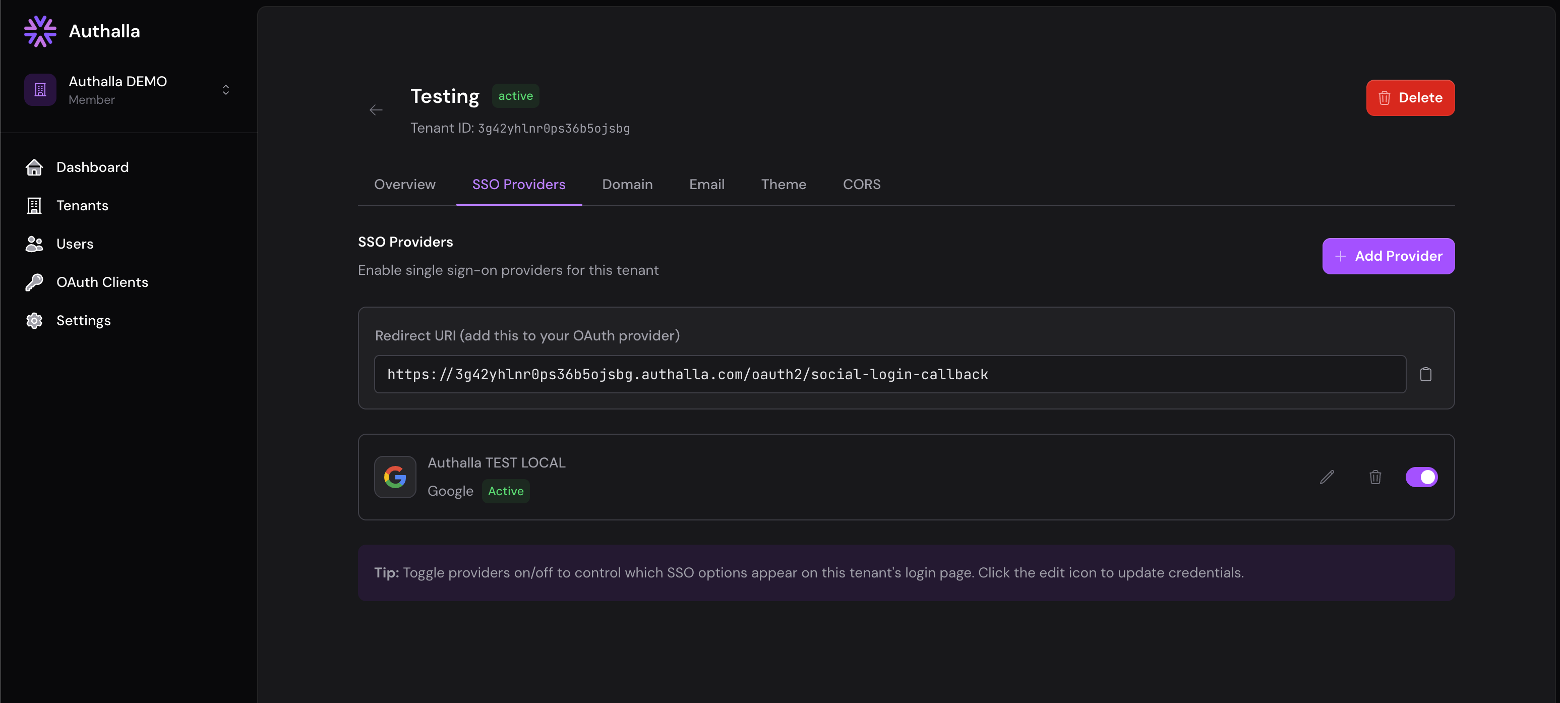 Authalla SSO Configuration
