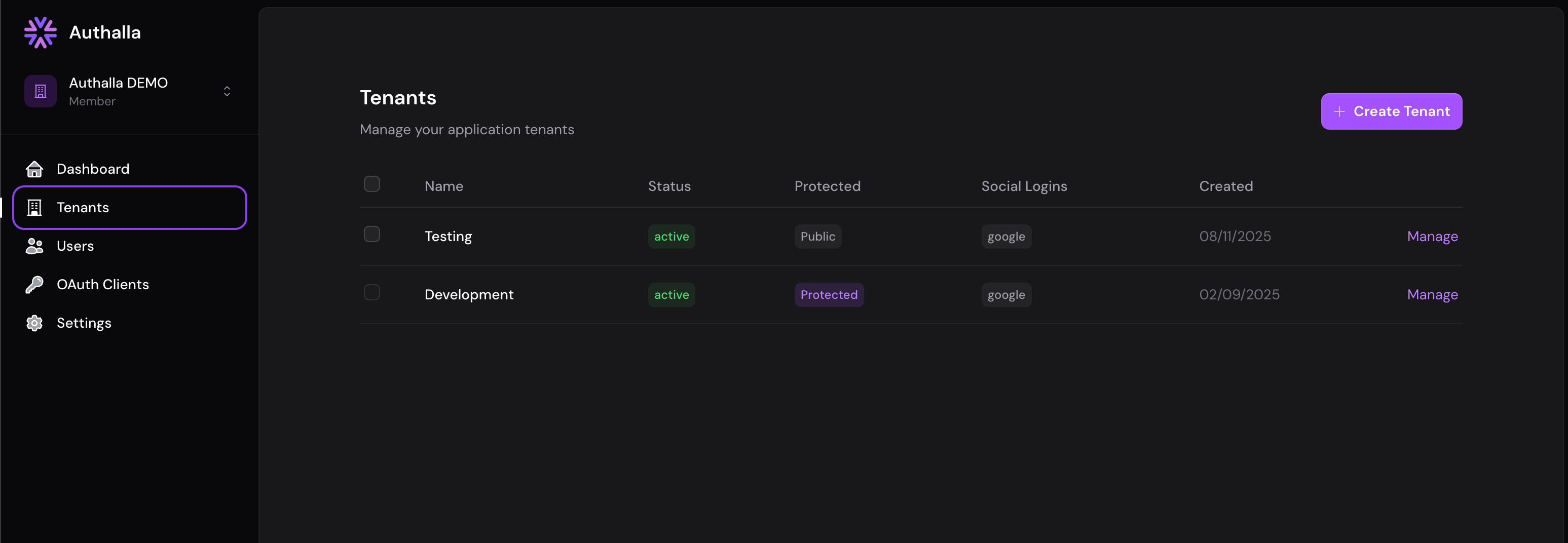Authalla Tenants Screenshot